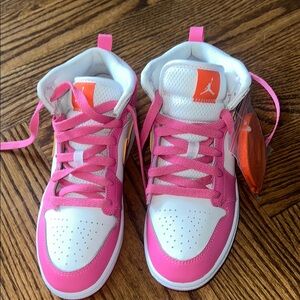 Nike Air Jordan Pink and Orange White Sneakers - Size 3 🩷🧡🤍
